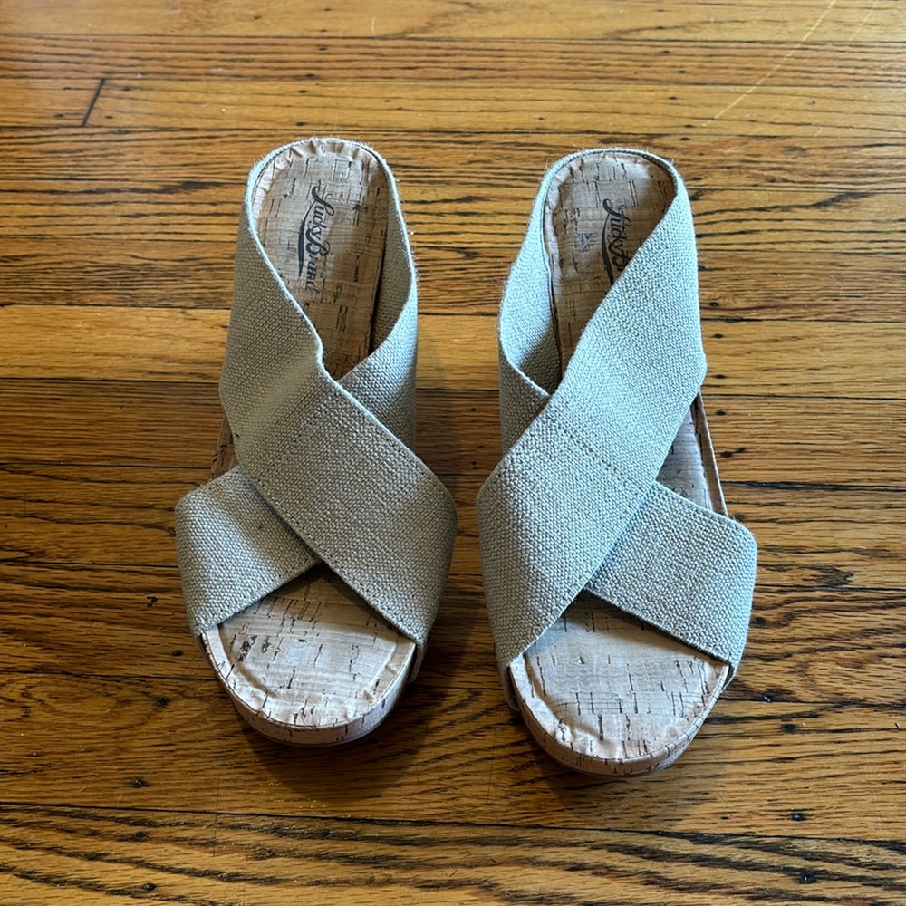 Lucky Brand cork wedge sandals